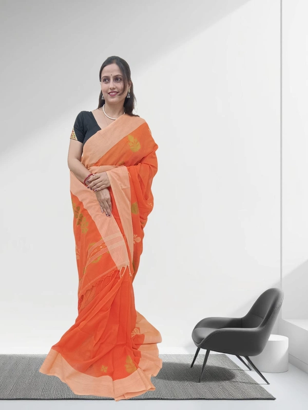 SKU0667 : Pure Khadi Cotton Saree – Handwoven, Lightweight & Breathable Fabric - Hand Wash, Yes
