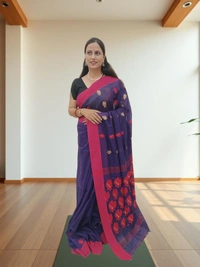 SKU0669 : Pure Khadi Cotton Saree – Handwoven, Lightweight & Breathable Fabric - Hand Wash, Yes