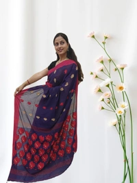 SKU0669 : Pure Khadi Cotton Saree – Handwoven, Lightweight & Breathable Fabric - Hand Wash, Yes