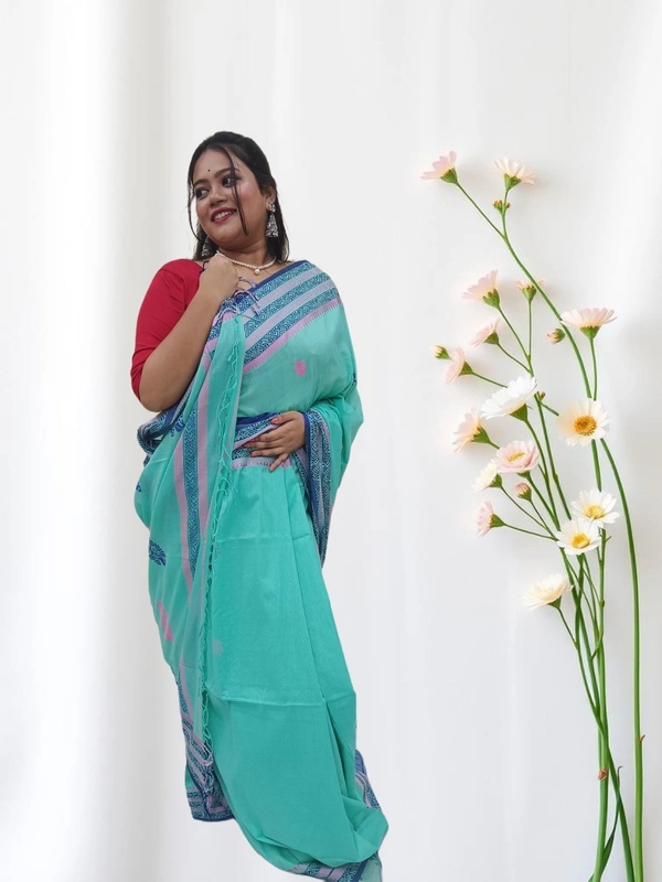 SKU0670 : Pure Khadi Cotton Saree – Handwoven, Lightweight & Breathable Fabric - Hand Wash, Yes