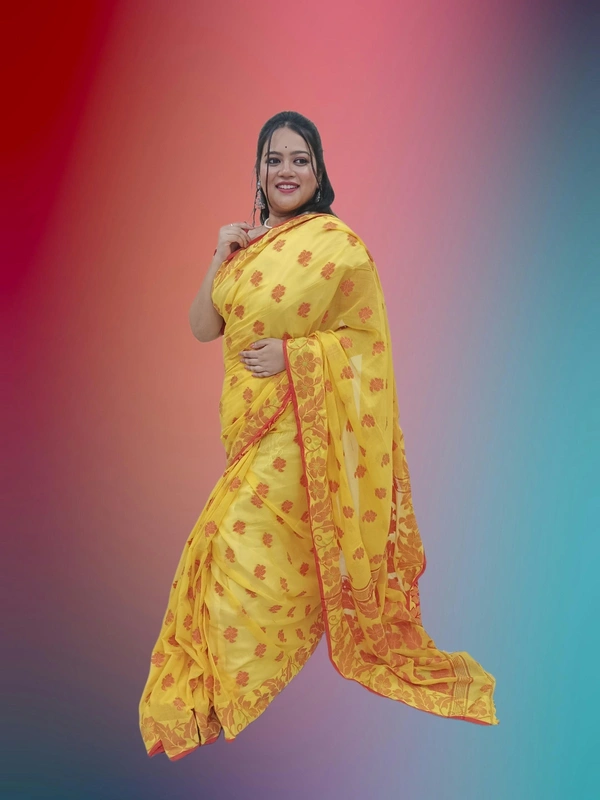 SKU0672 : Pure Khadi Cotton Saree – Handwoven, Lightweight & Breathable Fabric - Hand Wash, Yes