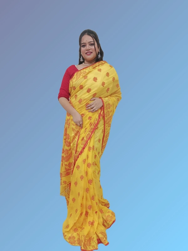 SKU0672 : Pure Khadi Cotton Saree – Handwoven, Lightweight & Breathable Fabric - Hand Wash, Yes