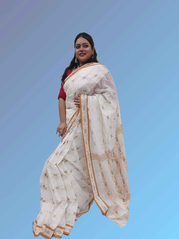 SKU0674 : Pure Khadi Cotton Saree – Handwoven, Lightweight & Breathable Fabric - Hand Wash, Yes