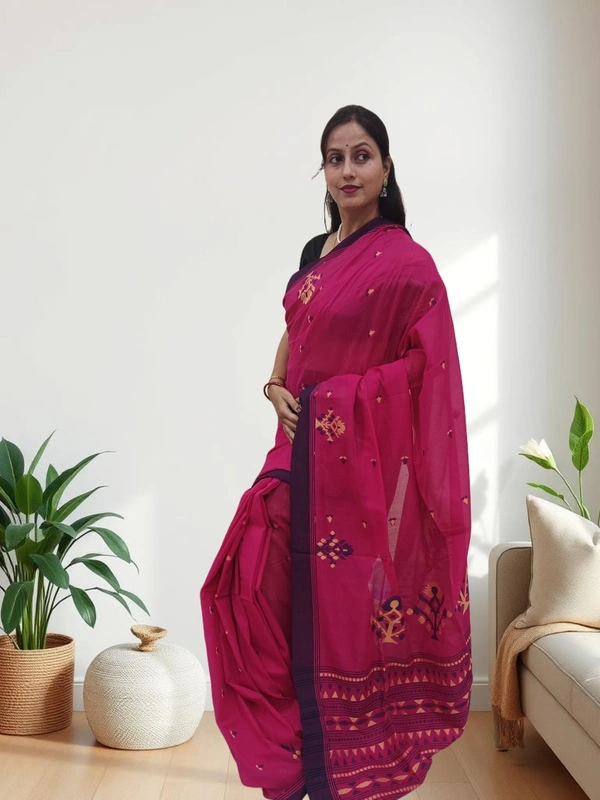 SKU0675 : Pure Khadi Cotton Saree – Handwoven, Lightweight & Breathable Fabric - Hand Wash, Yes