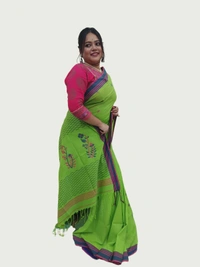 SKU0676 : Pure Khadi Cotton Saree – Handwoven, Lightweight & Breathable Fabric - Hand Wash, Yes