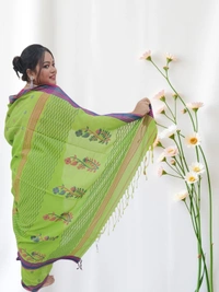 SKU0676 : Pure Khadi Cotton Saree – Handwoven, Lightweight & Breathable Fabric - Hand Wash, Yes