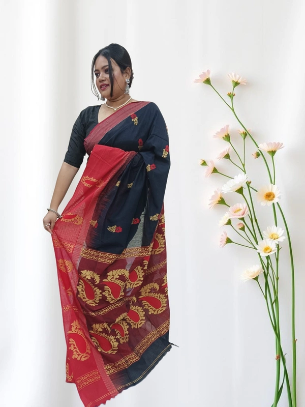 SKU0679 : Pure Khadi Cotton Saree – Handwoven, Lightweight & Breathable Fabric - Hand Wash, Yes
