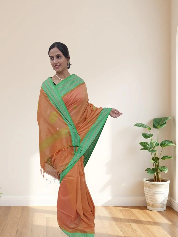SKU0680 : Pure Khadi Cotton Saree – Handwoven, Lightweight & Breathable Fabric - Hand Wash, Yes