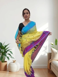 SKU0682 : Pure Khadi Cotton Saree – Handwoven, Lightweight & Breathable Fabric - Hand Wash, Yes