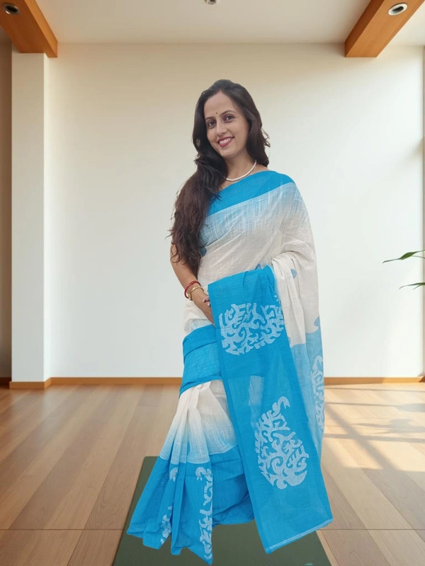 SKU0684 : Pure Khadi Cotton Saree – Handwoven, Lightweight & Breathable Fabric - Hand Wash, Yes