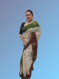 SKU0685 : Pure Khadi Cotton Saree – Handwoven, Lightweight & Breathable Fabric - Hand Wash, Yes