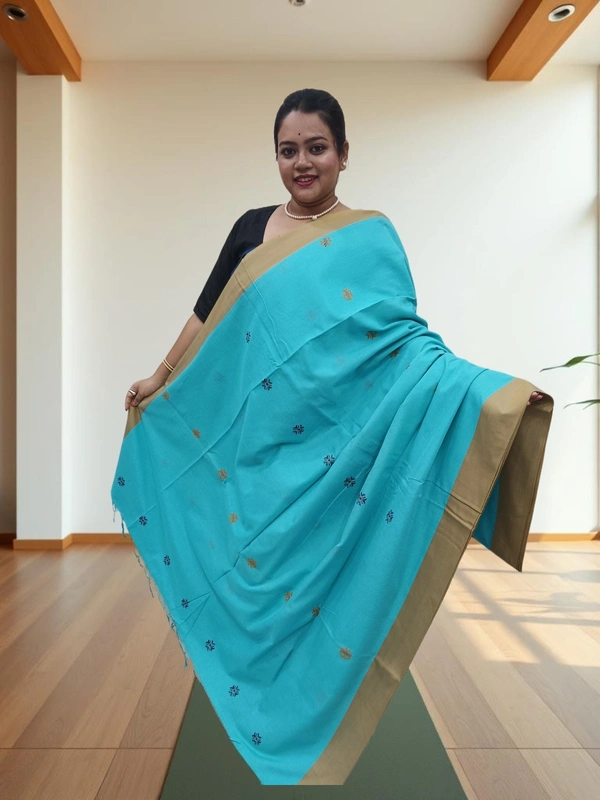 SKU0689 : Pure Khadi Cotton Saree – Handwoven, Lightweight & Breathable Fabric - Hand Wash, Yes