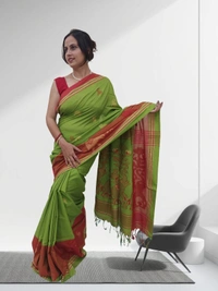 SKU0690 : Pure Khadi Cotton Saree – Handwoven, Lightweight & Breathable Fabric - Hand Wash, Yes