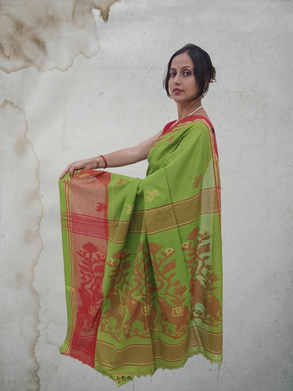 SKU0690 : Pure Khadi Cotton Saree – Handwoven, Lightweight & Breathable Fabric - Hand Wash, Yes
