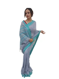 SKU0693 : Pure Khadi Cotton Saree – Handwoven, Lightweight & Breathable Fabric - Hand Wash, Yes