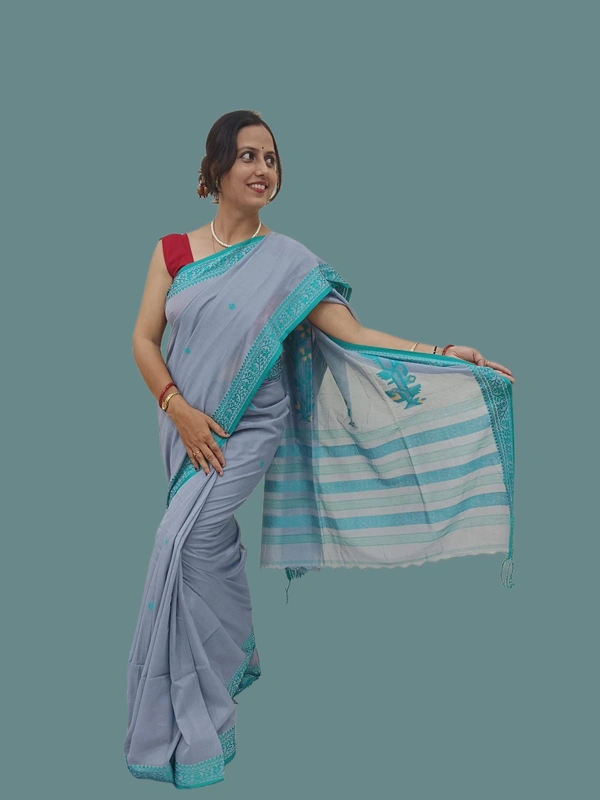 SKU0693 : Pure Khadi Cotton Saree – Handwoven, Lightweight & Breathable Fabric - Hand Wash, Yes