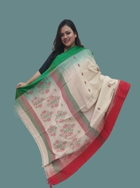 SKU0696 : Pure Khadi Cotton Saree – Handwoven, Lightweight & Breathable Fabric - Hand Wash, Yes