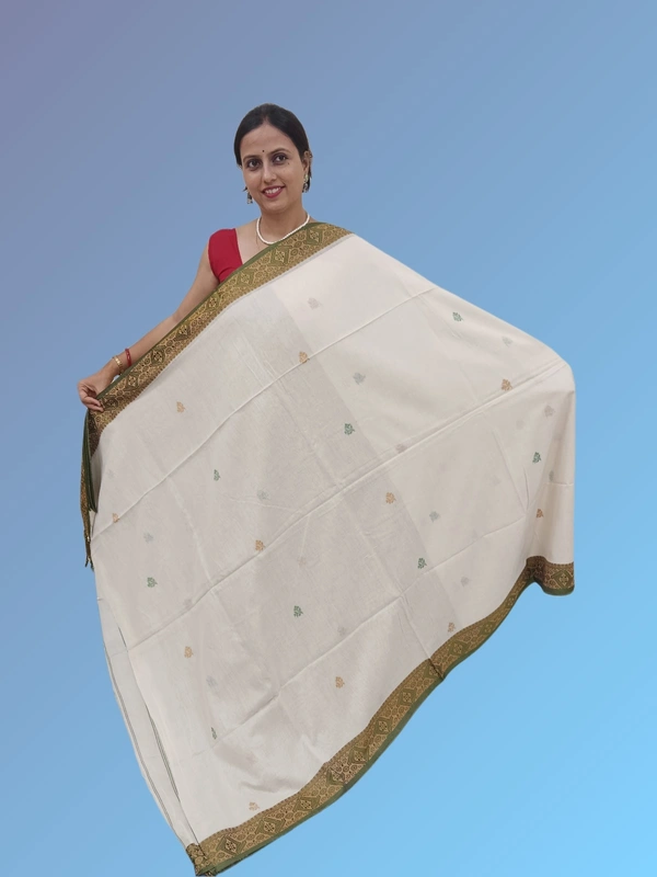 SKU0701 : Pure Khadi Cotton Saree – Handwoven, Lightweight & Breathable Fabric - Hand Wash, Yes