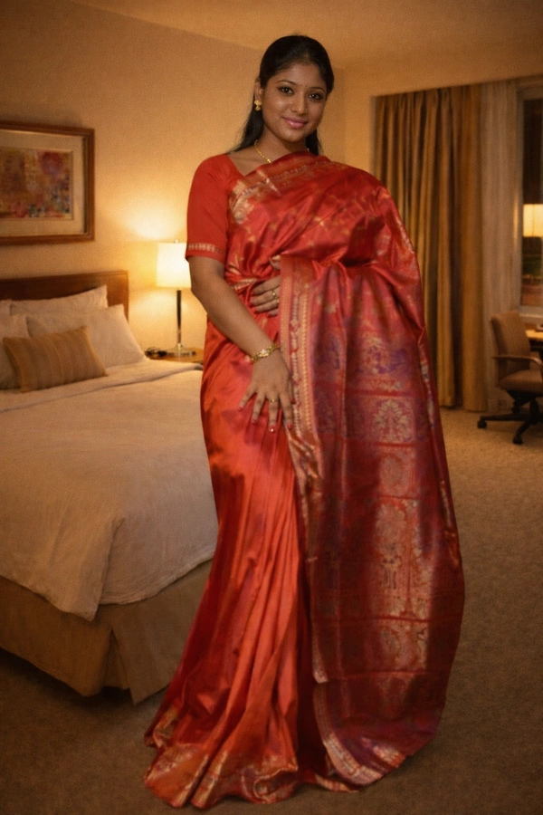 SKU0461 : Pure Swarnachari Mulberry Silk Saree – Krishna Lila Motif | Handwoven Elegance - Swarnachari, Dry Clean Only, Yes