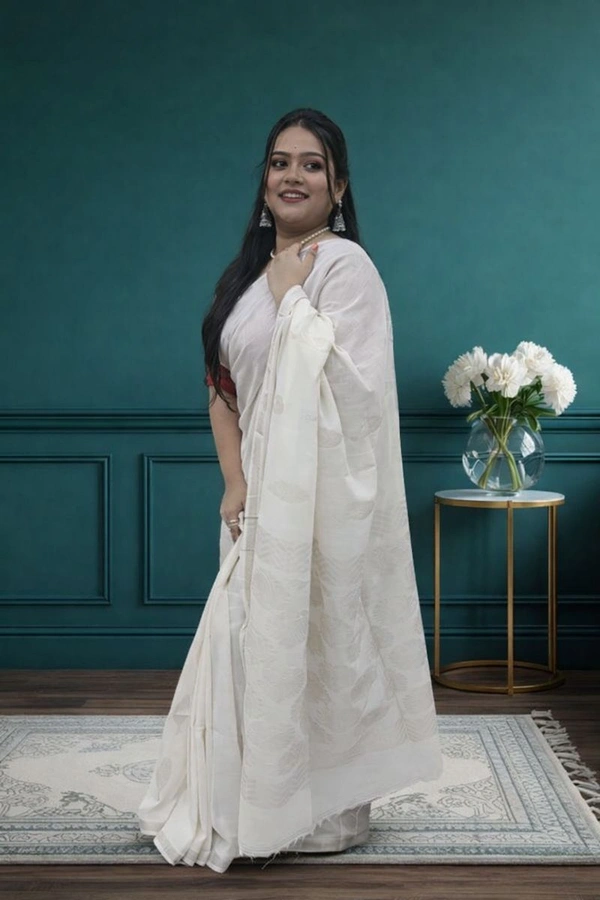 SKU0665 : Pure Khadi Cotton Saree – Handwoven, Lightweight & Breathable Fabric - Hand Wash, Yes