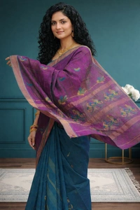 SKU0438 : Elegant Poly Cotton Saree – Lightweight & Comfortable Daily Wear - Normal Length 6.3 mtr Plus, Buti / Booti, Dry Clean Only, Yes