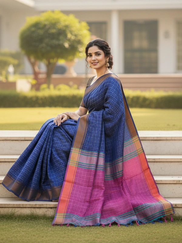 SKU0973 | Indian Soft Bishnupuri Katan Silk Saree | All body Dot Design | Premium Quality - Dry Wash Only, Yes