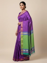 SKU0969 | Indian Soft Bishnupuri Katan Silk Saree | All body Dot Design | Premium Quality - Dry Wash Only, Yes