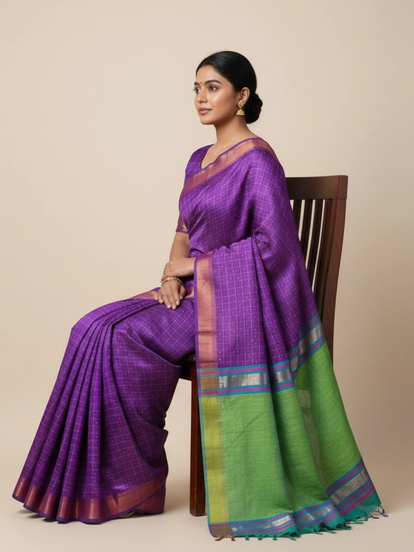 SKU0969 | Indian Soft Bishnupuri Katan Silk Saree | All body Dot Design | Premium Quality - Dry Wash Only, Yes