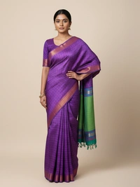 SKU0969 | Indian Soft Bishnupuri Katan Silk Saree | All body Dot Design | Premium Quality - Dry Wash Only, Yes