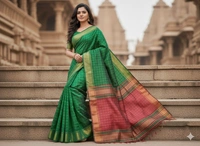 SKU0977 | Indian Soft Bishnupuri Katan Silk Saree | All body Dot Design | Premium Quality - Dry Wash Only, Yes