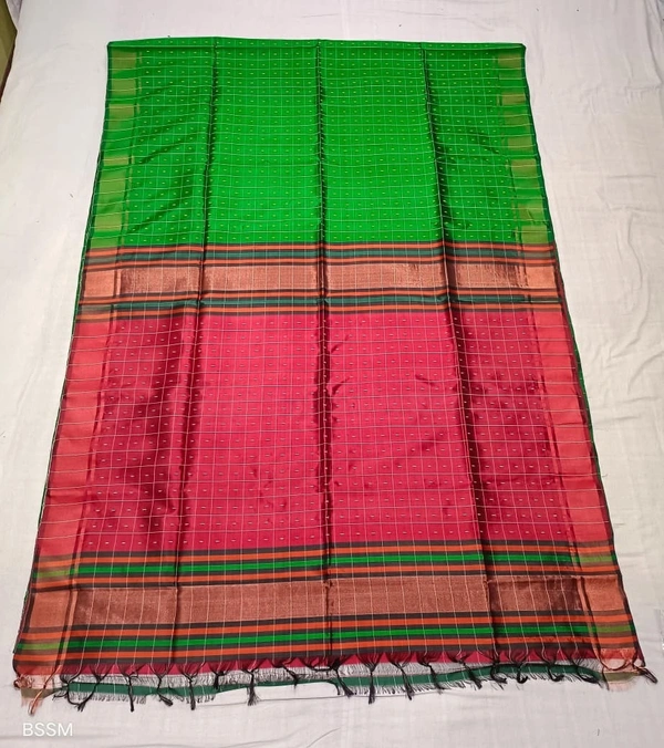SKU0977 | Indian Soft Bishnupuri Katan Silk Saree | All body Dot Design | Premium Quality - Dry Wash Only, Yes