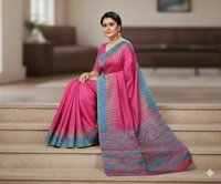 SKU0978 | Indian Soft Bishnupuri Katan Silk Saree | Batik Saree | Premium Quality - Dry Wash Only, Yes