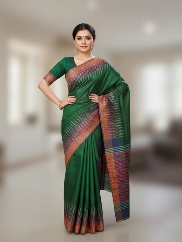 SKU0979 | Indian Soft Bishnupuri Katan Silk Saree | Batik Saree | Premium Quality - Dry Wash Only, Yes