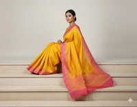 SKU0980 | Indian Soft Bishnupuri Katan Silk Saree | Batik Saree | Premium Quality - Dry Wash Only, Yes