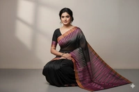 SKU0984 | Indian Soft Bishnupuri Katan Silk Saree | Batik Saree | Premium Quality - Dry Wash Only, Yes