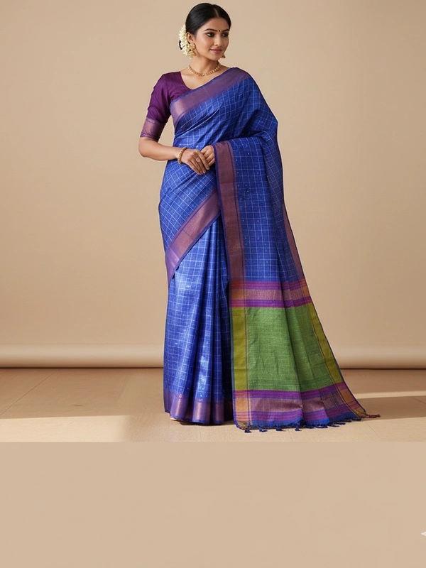 SKU0970 | Indian Soft Bishnupuri Katan Silk Saree | All body Dot Design | Premium Quality - Dry Wash Only, Yes
