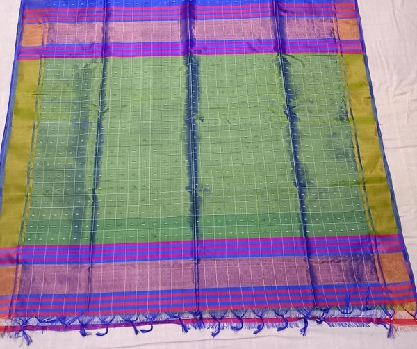 SKU0970 | Indian Soft Bishnupuri Katan Silk Saree | All body Dot Design | Premium Quality - Dry Wash Only, Yes