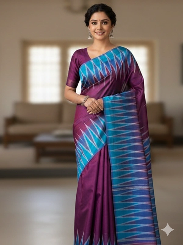 SKU0987 | Indian Soft Bishnupuri Katan Silk Saree | Batik Saree | Premium Quality - Dry Wash Only, Yes