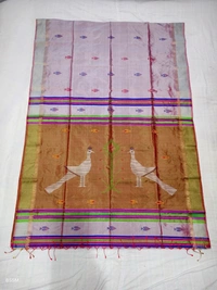 SKU0993 | Exclusive Indian Soft Bishnupuri Katan Silk Saree | Kolakhetra Saree | Premium Quality - Dry Wash Only, Yes