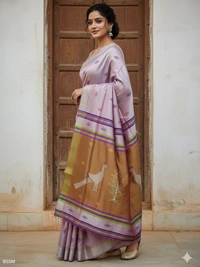 SKU0993 | Exclusive Indian Soft Bishnupuri Katan Silk Saree | Kolakhetra Saree | Premium Quality - Dry Wash Only, Yes