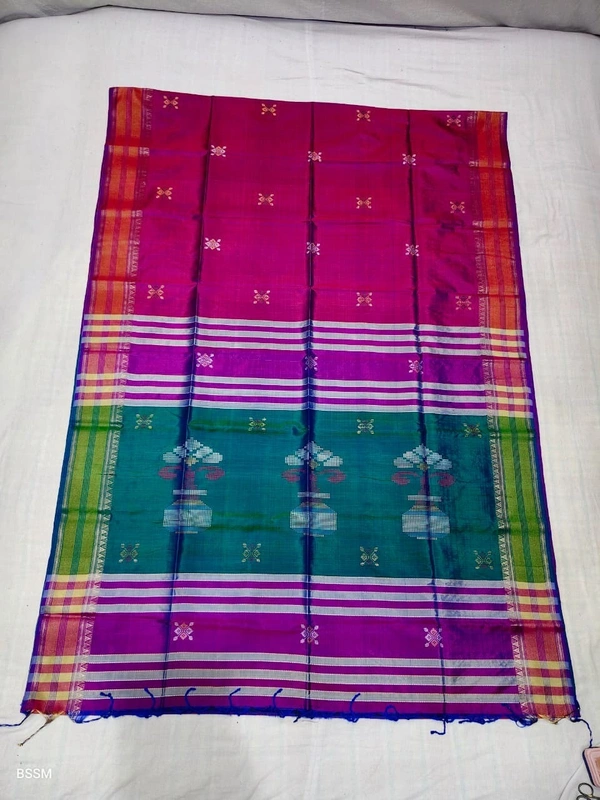 SKU0994 | Exclusive Indian Soft Bishnupuri Katan Silk Saree | Kolakhetra Saree | Premium Quality - Dry Wash Only, Yes