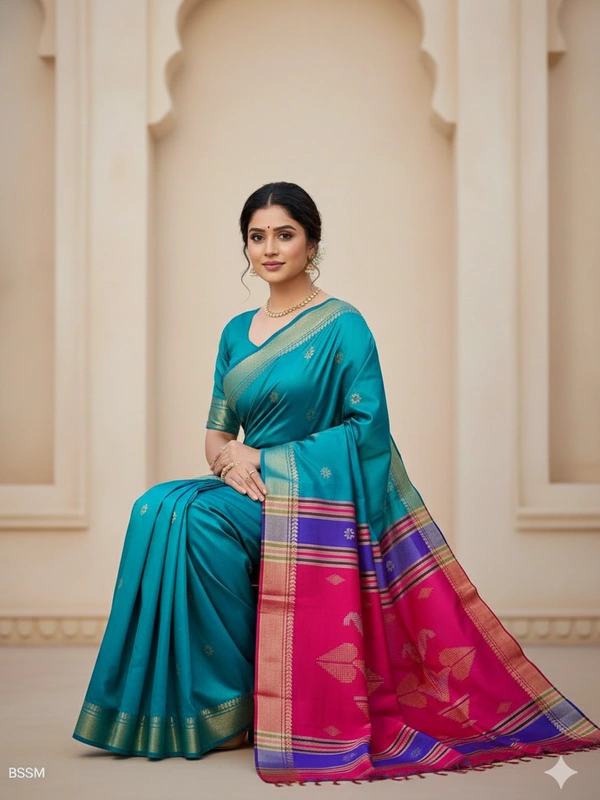 SKU0995 | Exclusive Indian Soft Bishnupuri Katan Silk Saree | Kolakhetra Saree | Premium Quality - Dry Wash Only, Yes