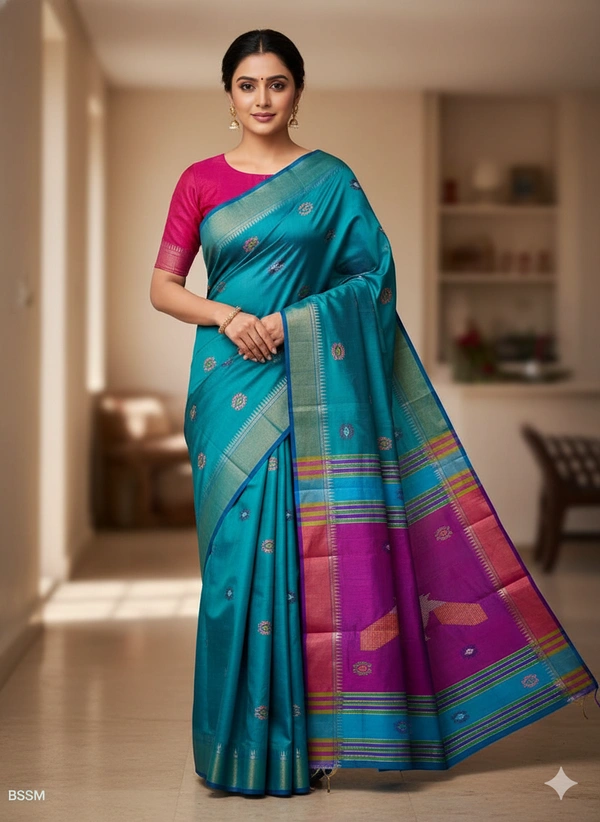 SKU0996 | Exclusive Indian Soft Bishnupuri Katan Silk Saree | Kolakhetra Saree | Premium Quality - Premium Quality Bishnupuri Katan Silk - Kalakhetra Saree, Yes