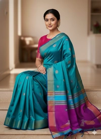 SKU0996 | Exclusive Indian Soft Bishnupuri Katan Silk Saree | Kolakhetra Saree | Premium Quality - Premium Quality Bishnupuri Katan Silk - Kalakhetra Saree, Yes