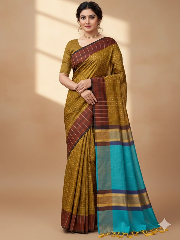 SKU0971 | Indian Soft Bishnupuri Katan Silk Saree | All body Dot Design | Premium Quality - Dry Wash Only, Yes