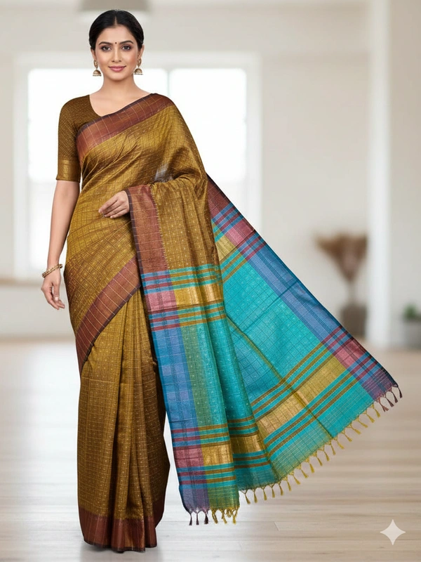 SKU0971 | Indian Soft Bishnupuri Katan Silk Saree | All body Dot Design | Premium Quality - Dry Wash Only, Yes