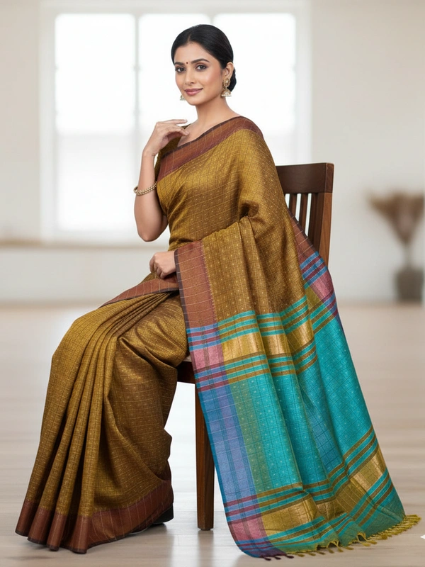 SKU0971 | Indian Soft Bishnupuri Katan Silk Saree | All body Dot Design | Premium Quality - Dry Wash Only, Yes