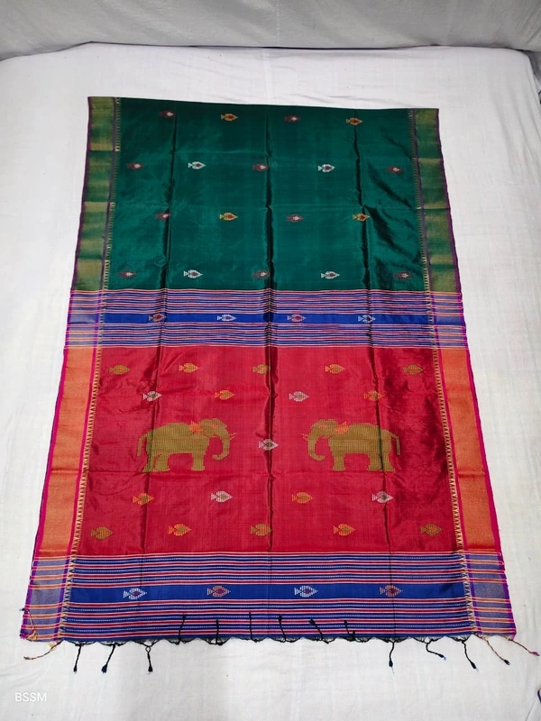 SKU0997 | Exclusive Indian Soft Bishnupuri Katan Silk Saree | Kolakhetra Saree | Premium Quality - Dry Wash Only, Yes