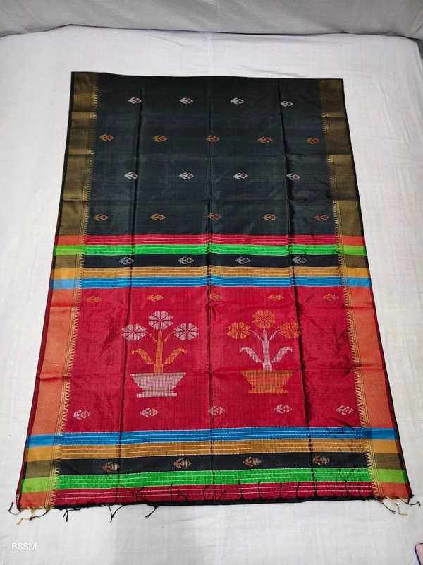 SKU0998 | Exclusive Indian Soft Bishnupuri Katan Silk Saree | Kolakhetra Saree | Premium Quality - Dry Wash Only, Yes