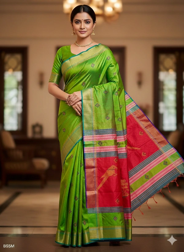 SKU0999 | Exclusive Indian Soft Bishnupuri Katan Silk Saree | Kolakhetra Saree | Premium Quality - Dry Wash Only, Yes